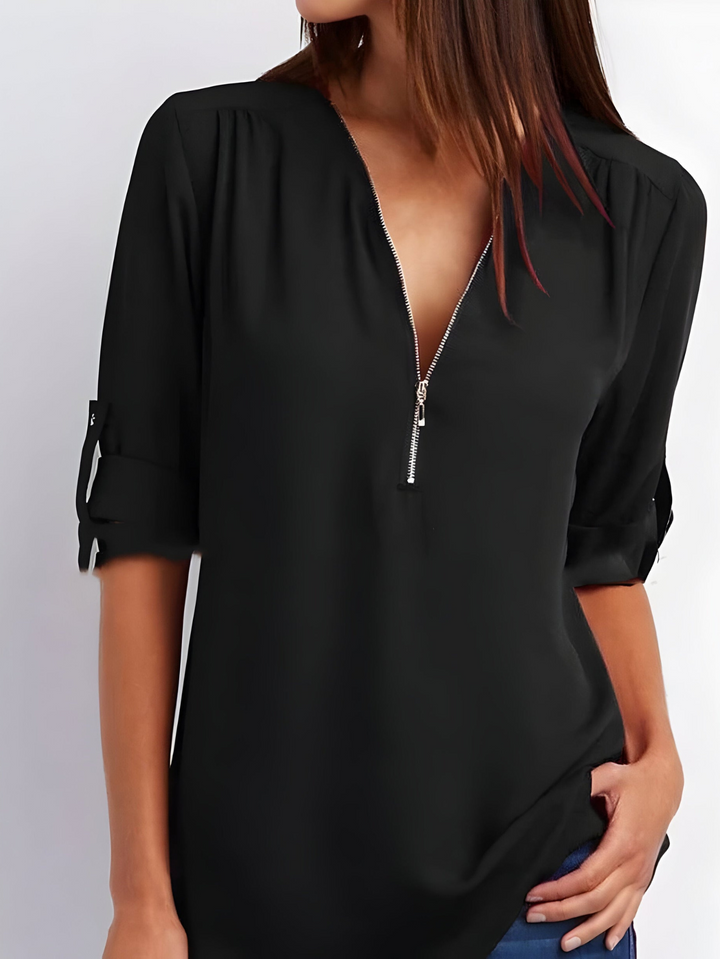 Amara | Stijlvolle Dames Blouse Met Halve Rits