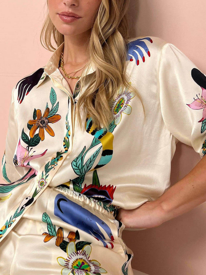 Foah | Tweedelige Satijnen Dames Set | Comfortabel Voor De Lente En Zomer