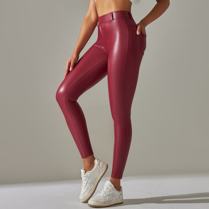 Yves | Strakke Dames Broek | Trendy Hoge Taille Leren Legging