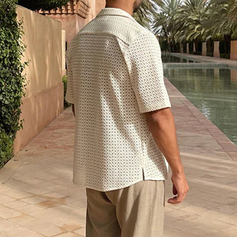 Salih | Heren Zomer Shirt | Effen Gebreid Overhemd | Stijlvol En Veelzijdig