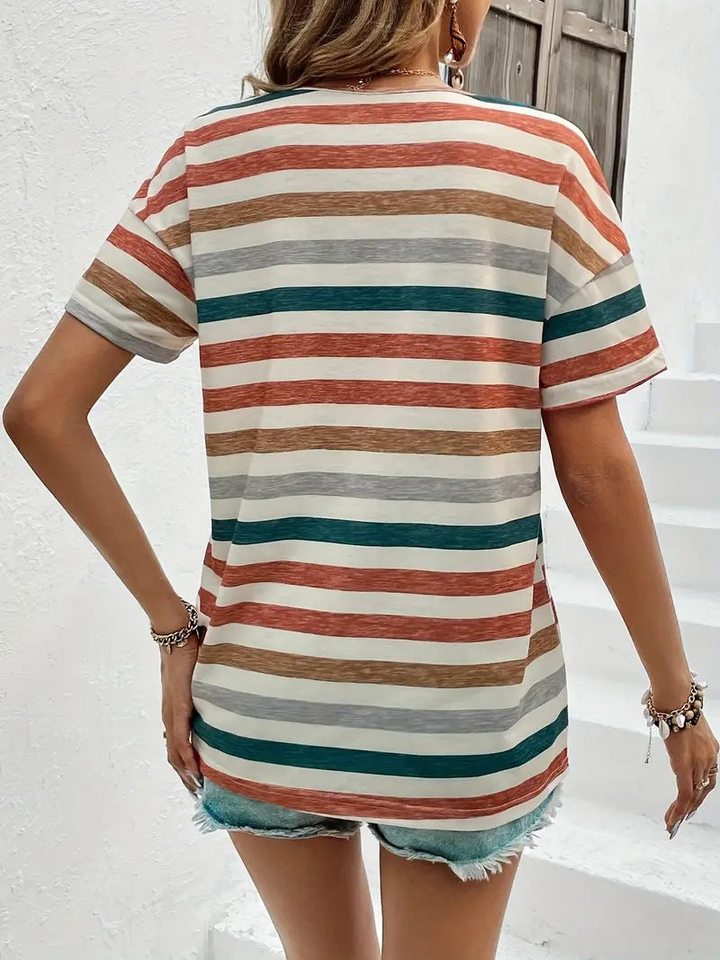Lola | Dames Trendy Gestreept T-Shirt met Korte Mouwen voor Vrouwen