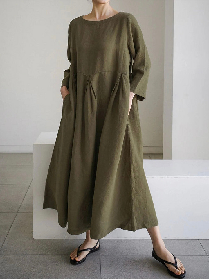 Leylita | Dames Chique Linnen Maxi-jurk met Elegante Losvallende Snit