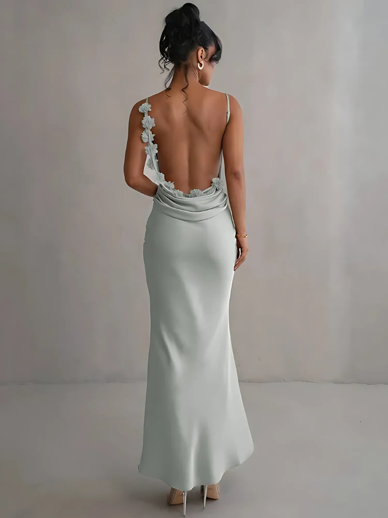 Jassi | Stijlvolle Dames Maxi-Jurk met Watervalhals