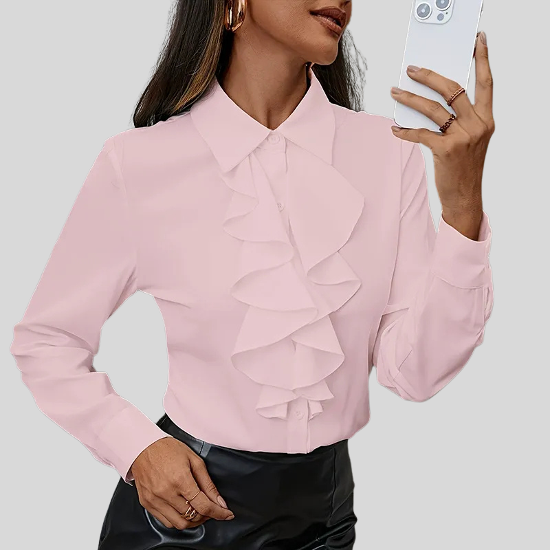 Carolina | Elegante Dames Blouse met Ruches | Nette Overhemd Stijl Vrouwen
