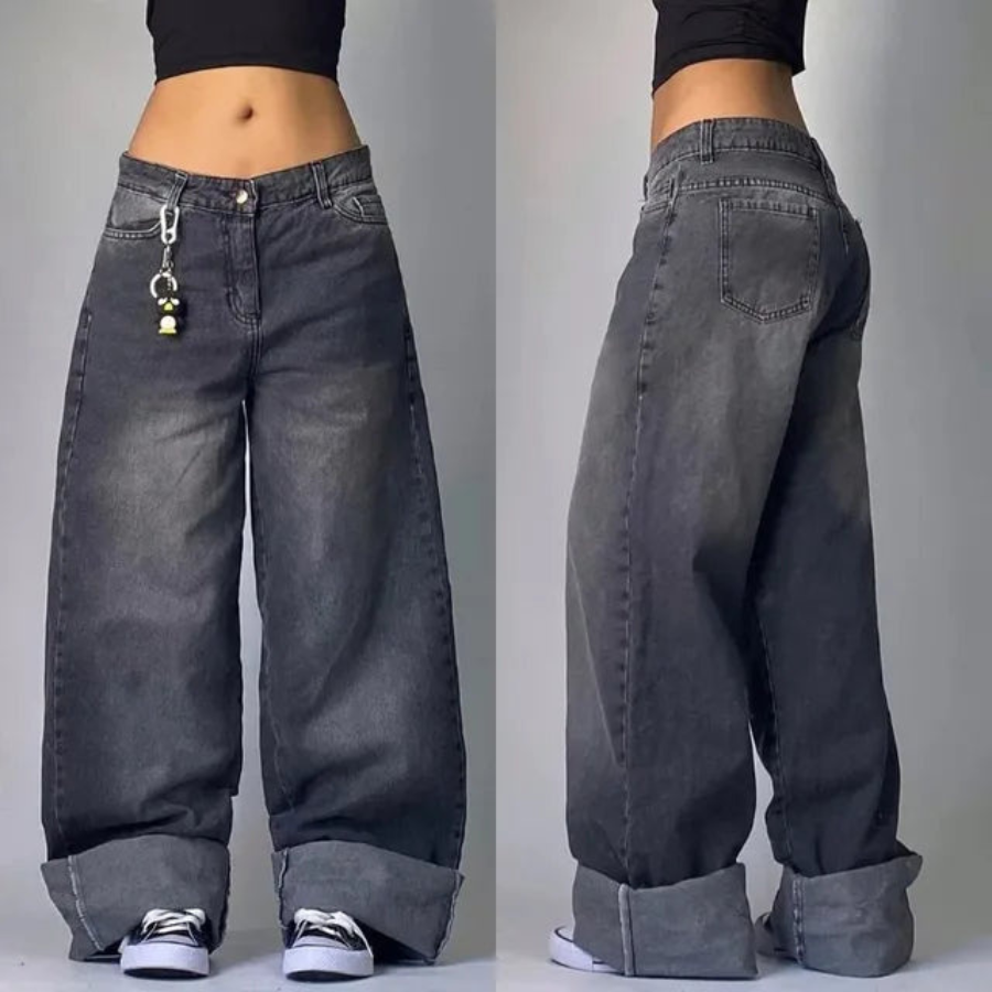 Anmol | Retro Punk Baggy Cargo Jeans | Unisex Wijde Spijkerbroek met Zakken
