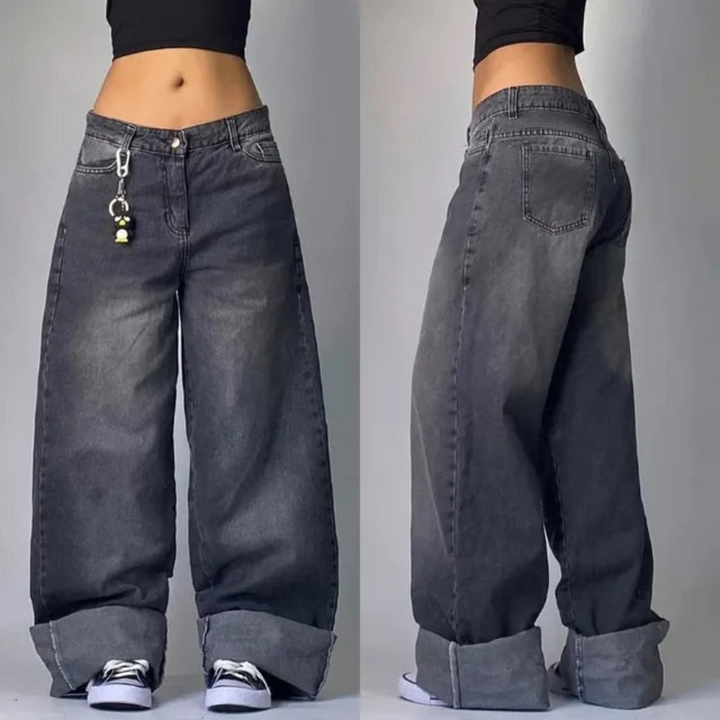 Anmol | Retro Punk Baggy Cargo Jeans | Unisex Wijde Spijkerbroek met Zakken