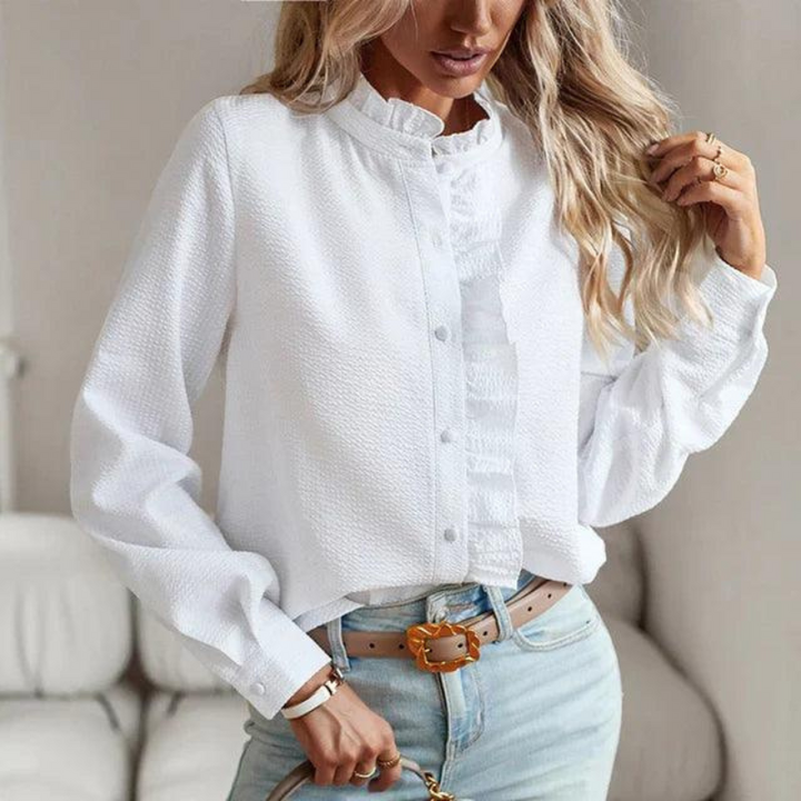 Yves | Elegante Dames Blouse | Stijlvolle Ruches Blouse