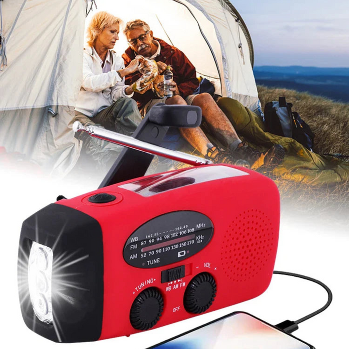 Draagbare Multifunctionele Noodradio | Weerswaarschuwingen | Ingebouwde Powerbank | LED-Zaklamp