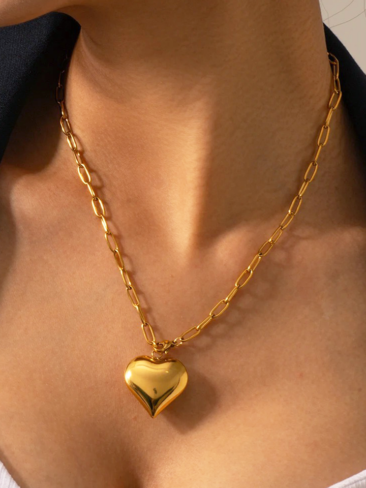 Zoella | Trendy Gouden Paperclip Ketting Met Hart Hanger