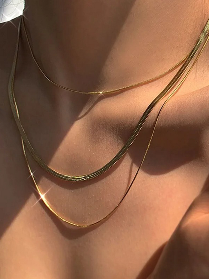 Zuley | 3-Laagse Snake Chain Ketting Goud | Trendy & Luxe Look