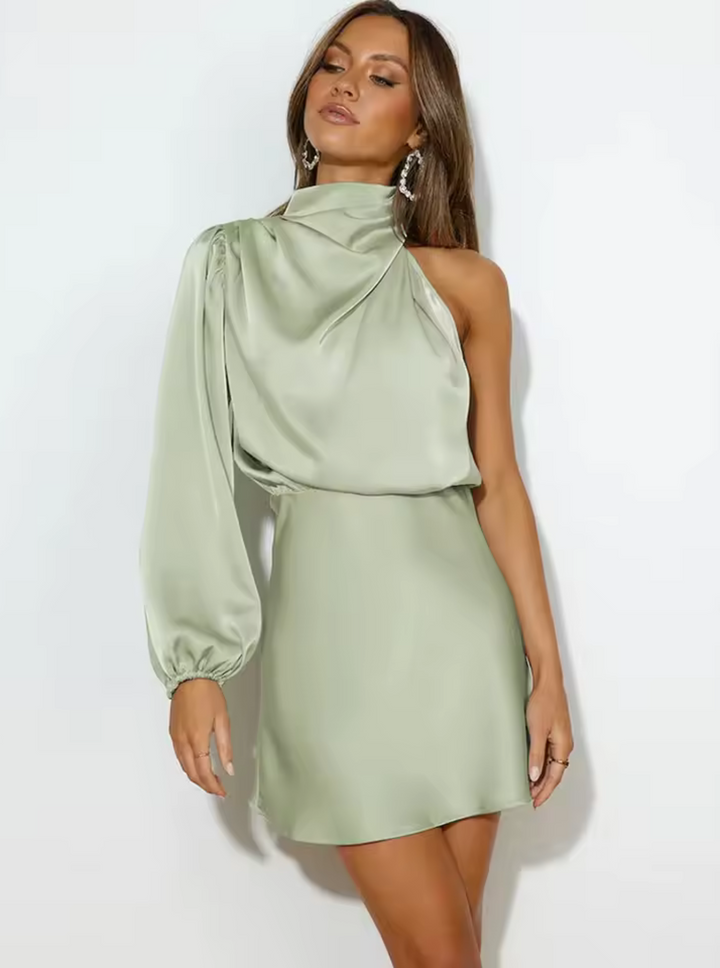 Mary | Elegante Dames Jurk | Asymmetrische Satijnen Avondjurk