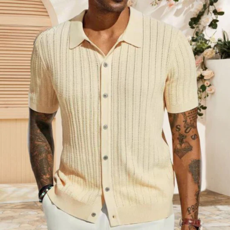Leo | Stijlvolle Heren Shirt | Gebreide Zomerhemd