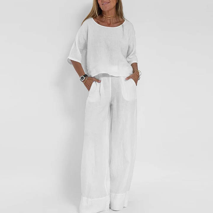 Irene | Dames Luchtig Tweedelig Pak met Hoge Taille Broek voor Vrouwen