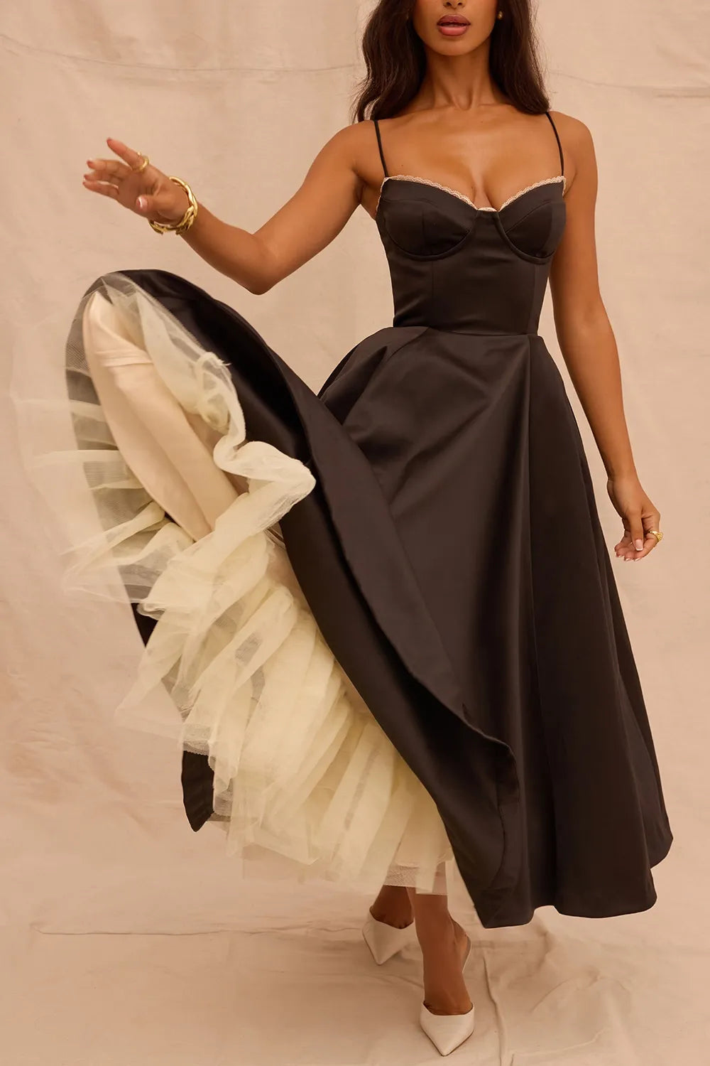 Farwah | Elegante Selene Midi Jurk | Subtiele Glamour