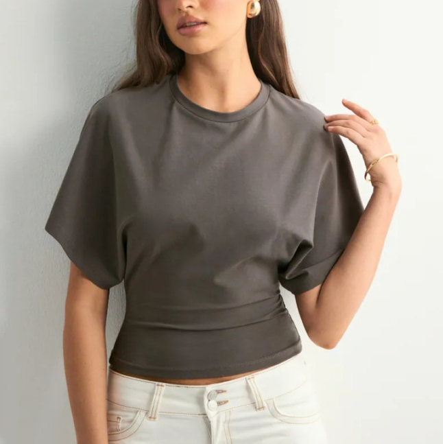 Amy | Dames Top | Trendy T-shirt Met Wijde Mouwen