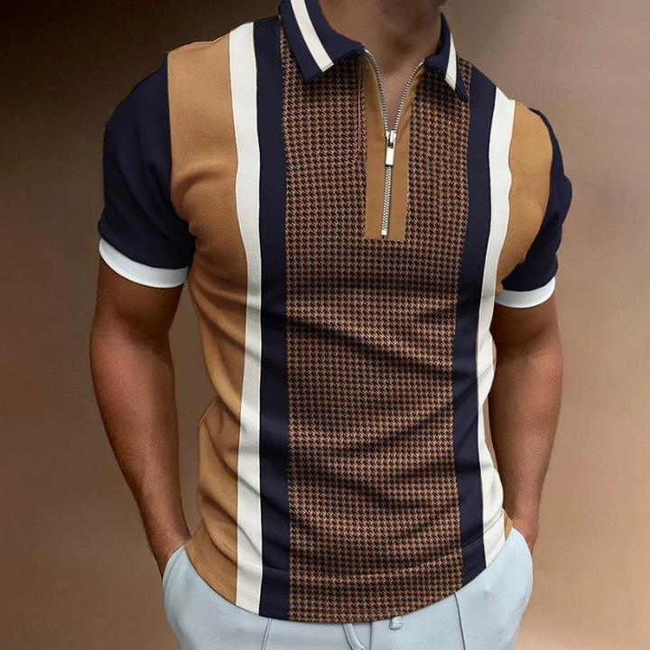 Fabio | Heren Frans Stijl T-shirt Polo met Rits | Mannen Zomer Shirt met Kraag