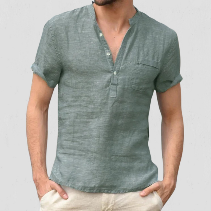 Ricks | Linnen Heren Blouse | Overhemd Met Korte Mouwen | Lente/Zomer