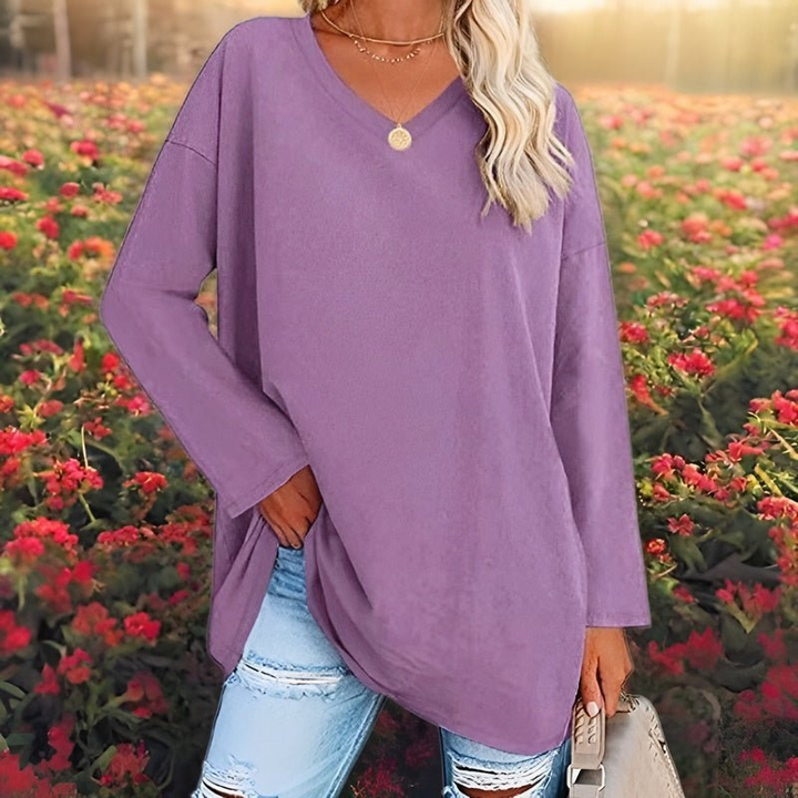 Mandy | Dames Trendy Dunne Zomer Trui | Vrouwen Shirt met Lange Mouwen