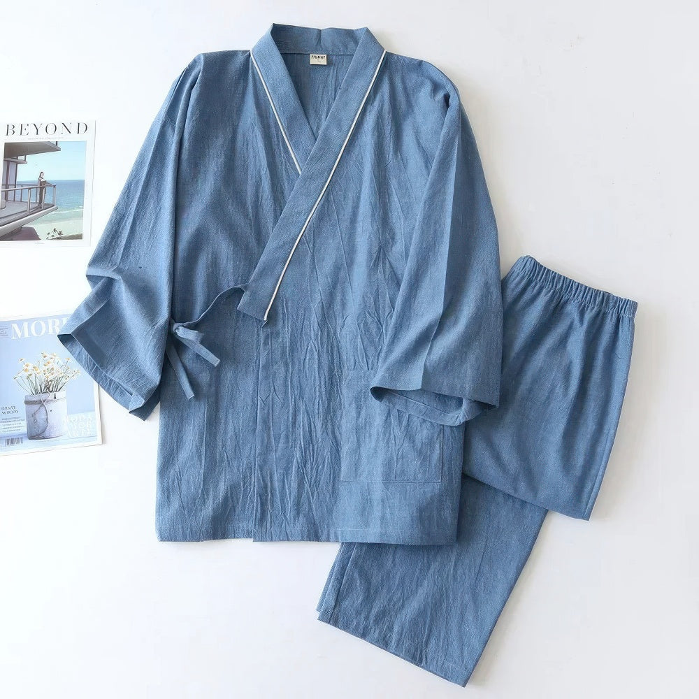 Nagaki | Heren Tweedelige Pyjama Set Met Japanse Kimono voor Mannen