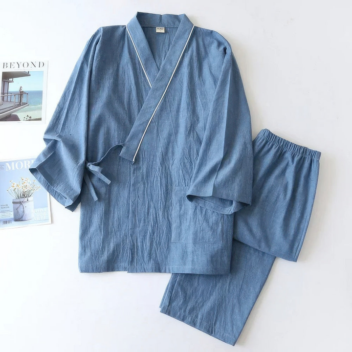 Nagaki | Heren Tweedelige Pyjama Set Met Japanse Kimono voor Mannen
