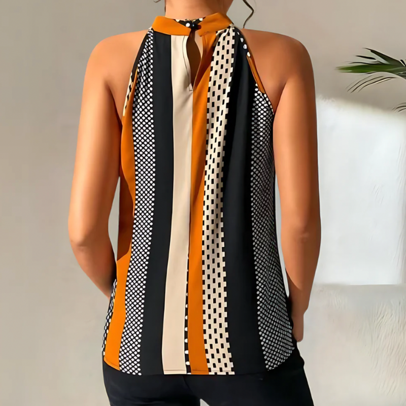 Hailey | Dames Mouwloze Zomer Top | Vrouwen Mock Neck Design Shirt