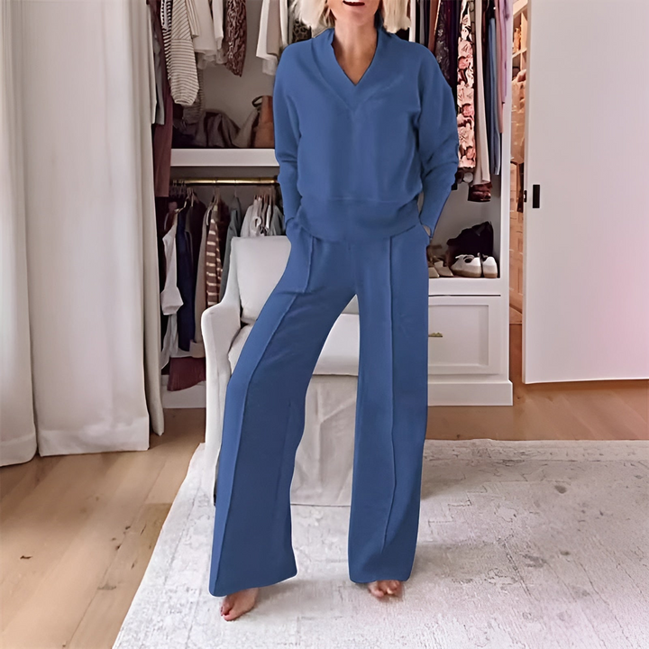 Leyla | Dames Luxe V-Hals Loungewear Set voor Vrouwen