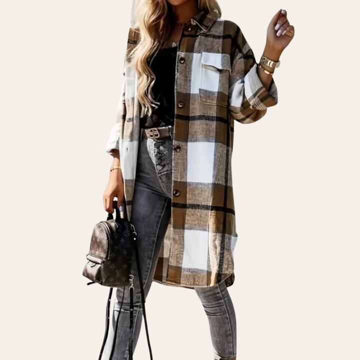 Sorata | Dames Lange Geruite Jas