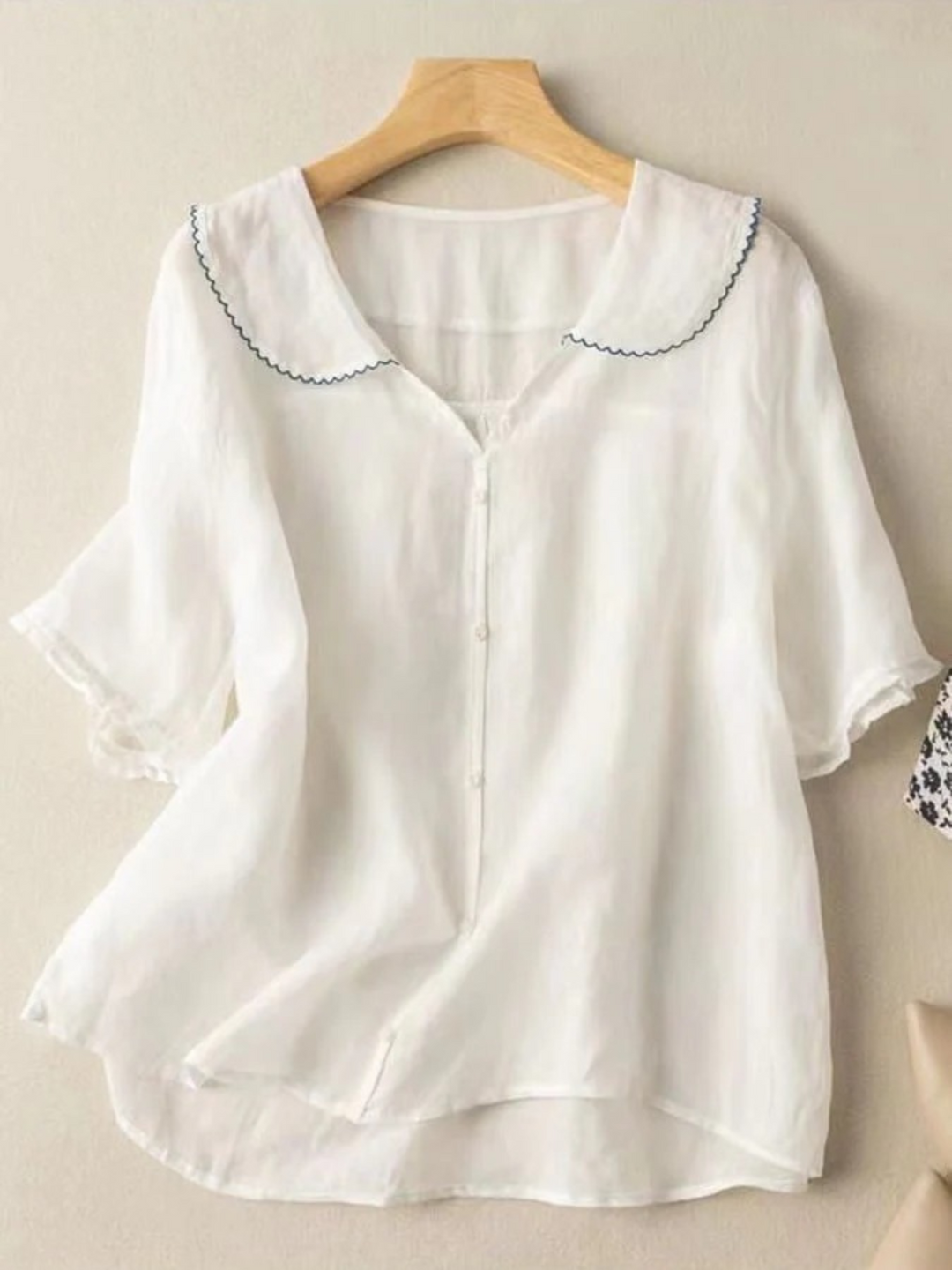 Silva | Retro Dames Blouse | Luchtige Korte Mouwen Shirt
