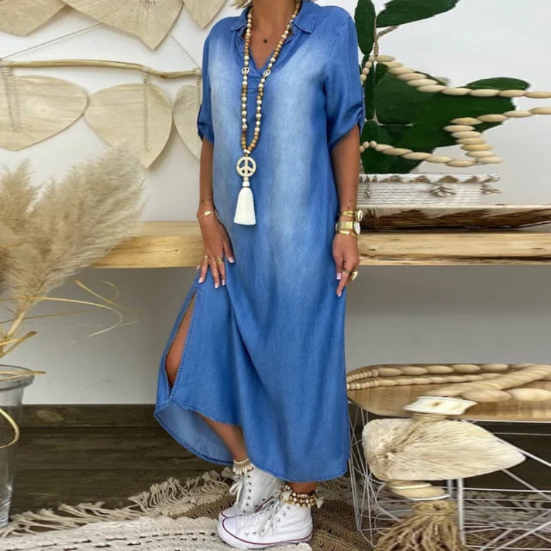 Gosa | Trendy Dames Jurk | Lange Denim Jurk