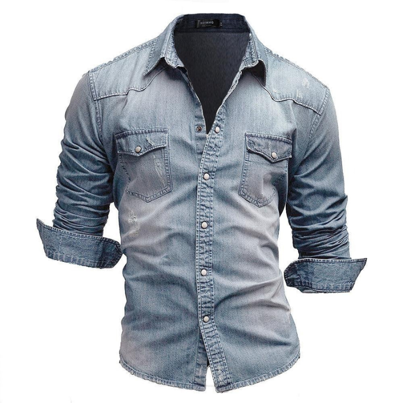 Adi | Denim Retro Heren Overhemd | Stijlvolle Casual Kleding