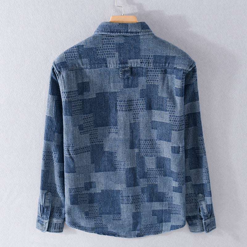 Ryan | Heren Spijker Overhemd | Japanse Stijl Denim Overhemd Vest voor Mannen