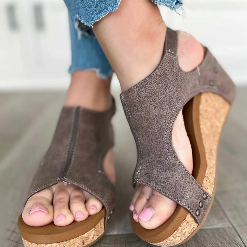 Selena | Dames Orthopedische Leren Hak Sandalen met Extra Support