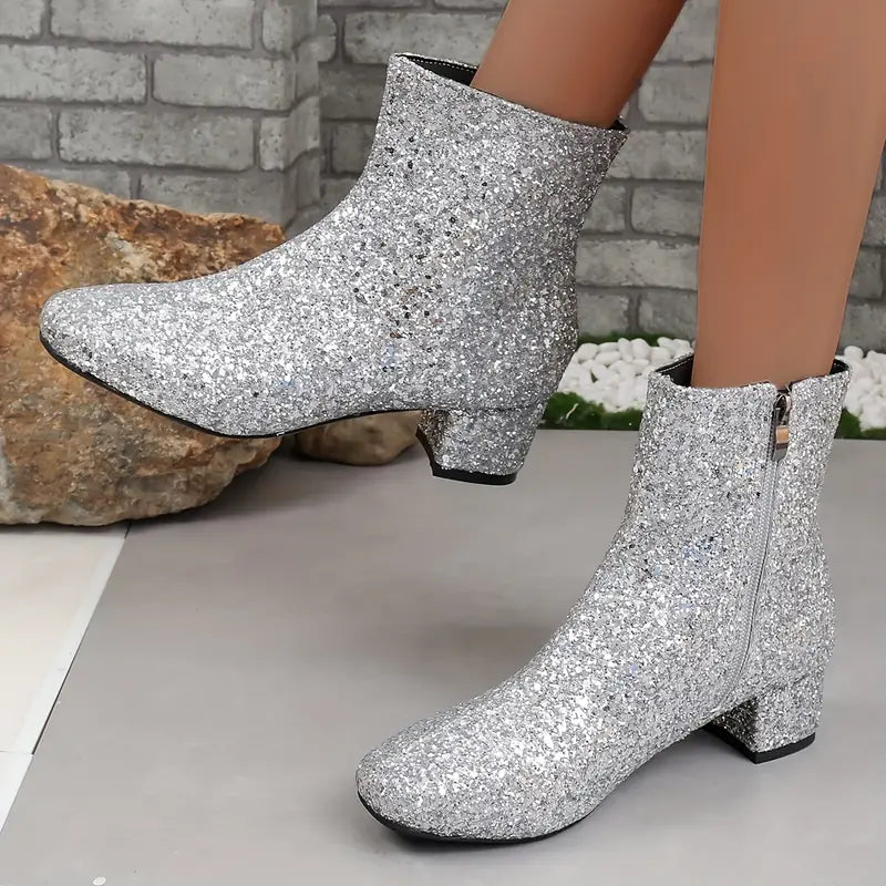 Rianne | Luxe Dames Laarzen | Glitter Enkellaarsjes