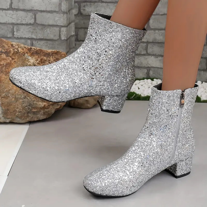 Rianne | Luxe Dames Laarzen | Glitter Enkellaarsjes