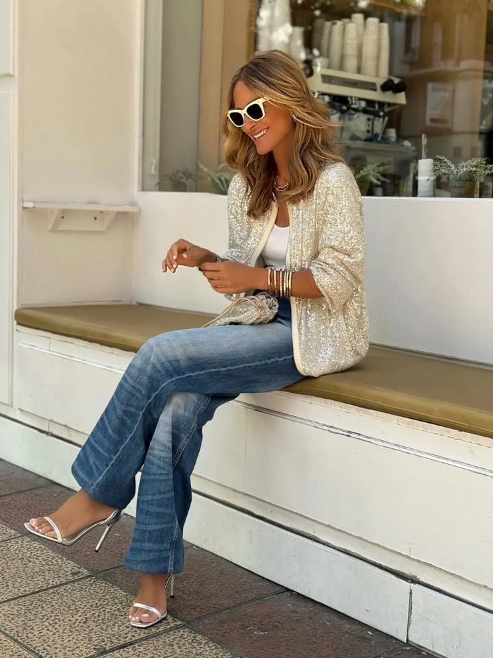 Jatti | Elegant Dames Jasje | Glanzend Paillettenjack