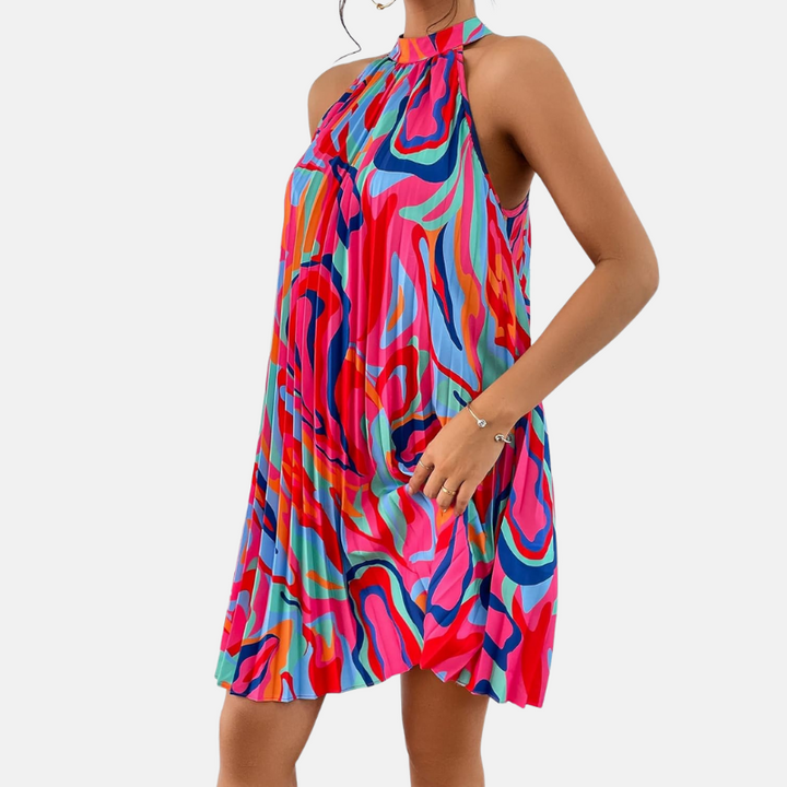 Siara | Trendy Dames Jurk | Halterjurk Met Geplooid Design Voor Zomerse Stijl