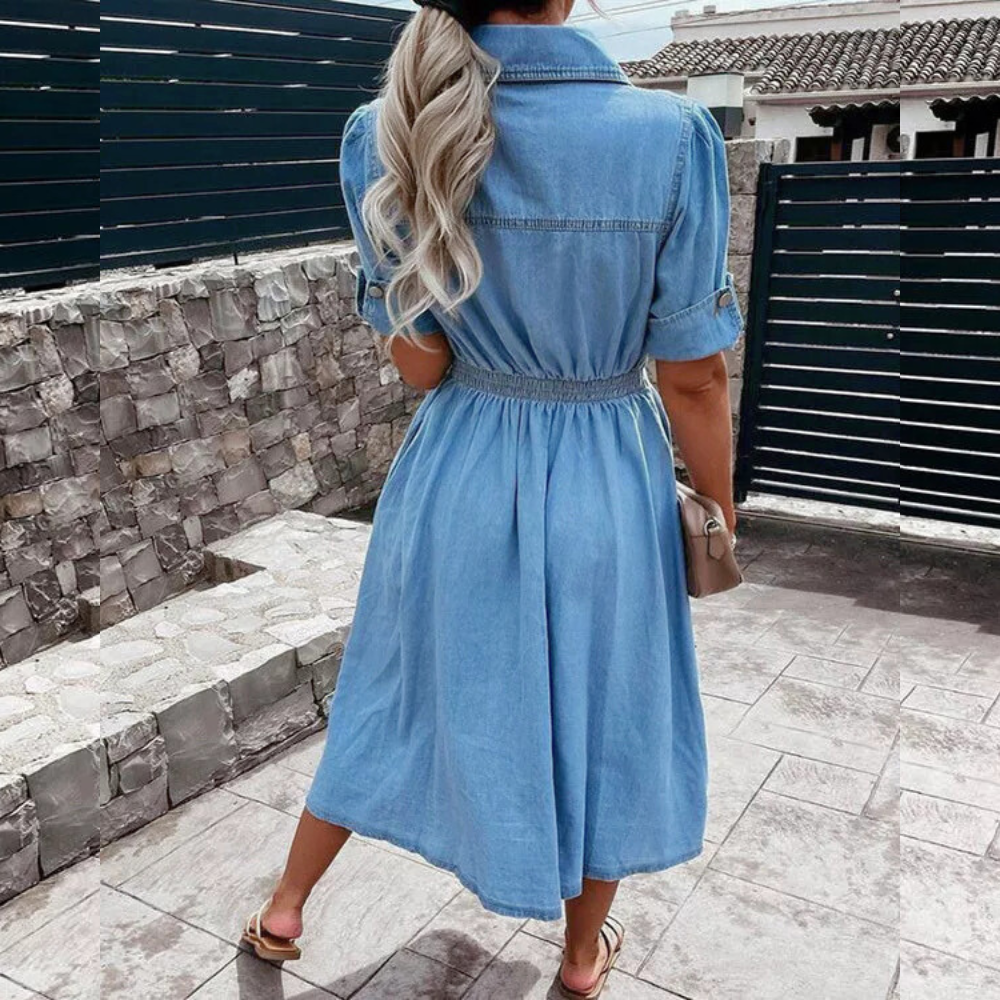 Fiona - Jurk Dames - Denimjurk - Spijkerjurk - Casual en Trendy - Ideale Zomerjurk Dames