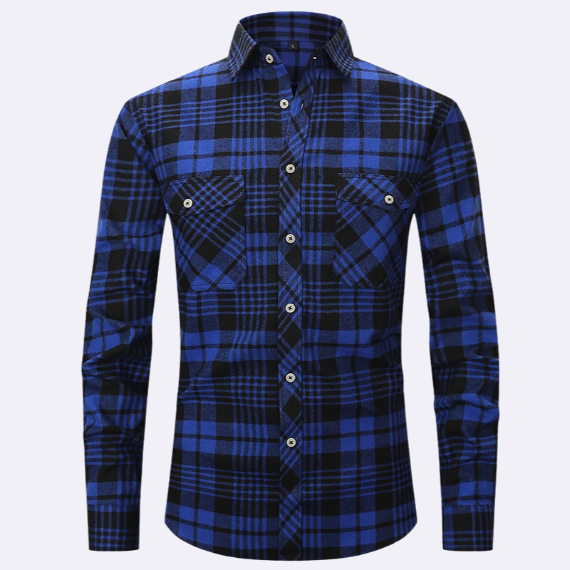 Jaspa | Geruite Flanellen Overhemd Met Lange Mouwen | Heren Blouse Shirt