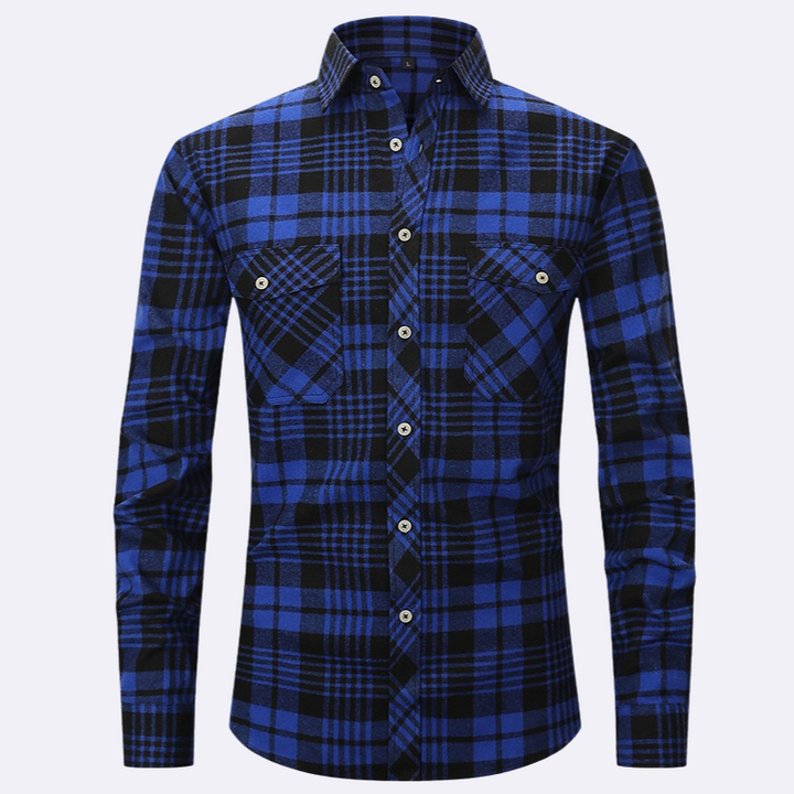 Jaspa | Geruite Flanellen Overhemd Met Lange Mouwen | Heren Blouse Shirt