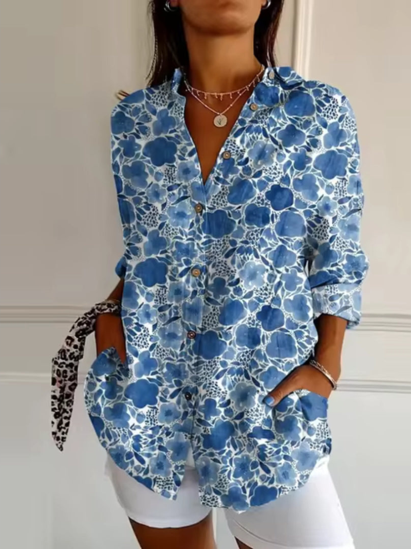 Elsa | Bloemen Blouse Met Knopen Voor Dames