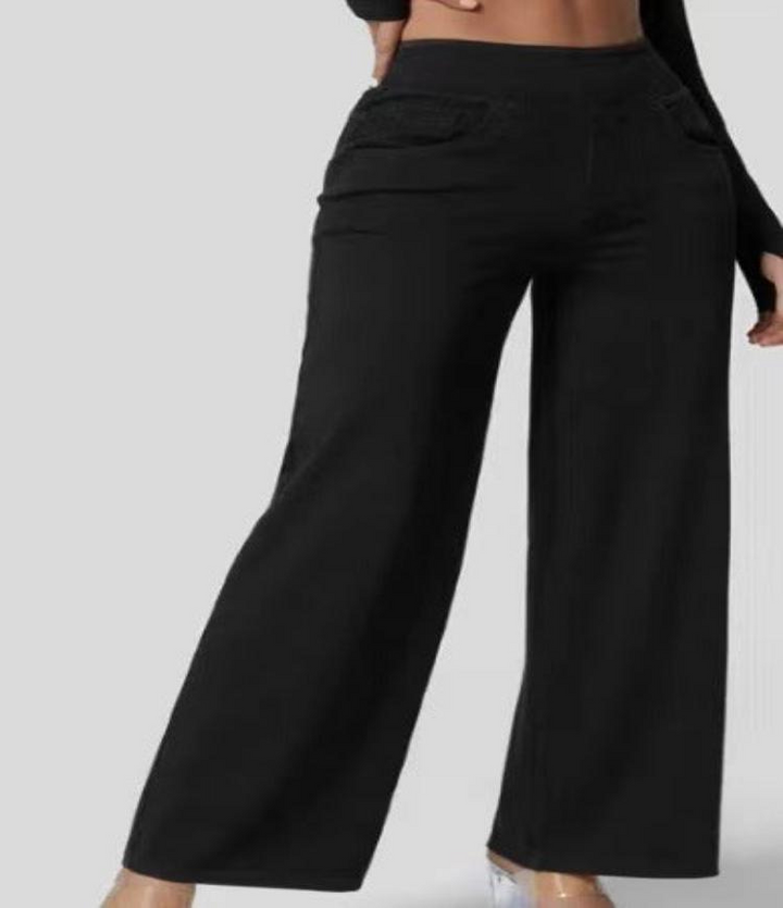 Foah | Stijlvolle Dames Broek | Elastische Palazzo Jeans