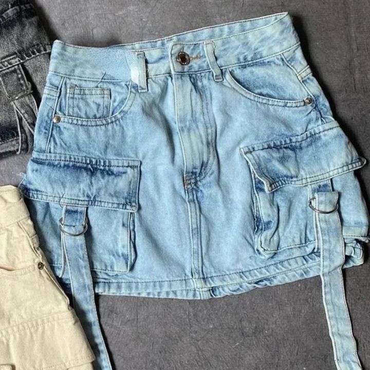 Eline | A-lijn Denim Dames Rok In Effen Kleur