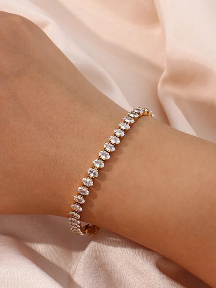 Zuley | Dames Tennis Armband Ovaal Goud | Elegante Bracelet voor Vrouwen