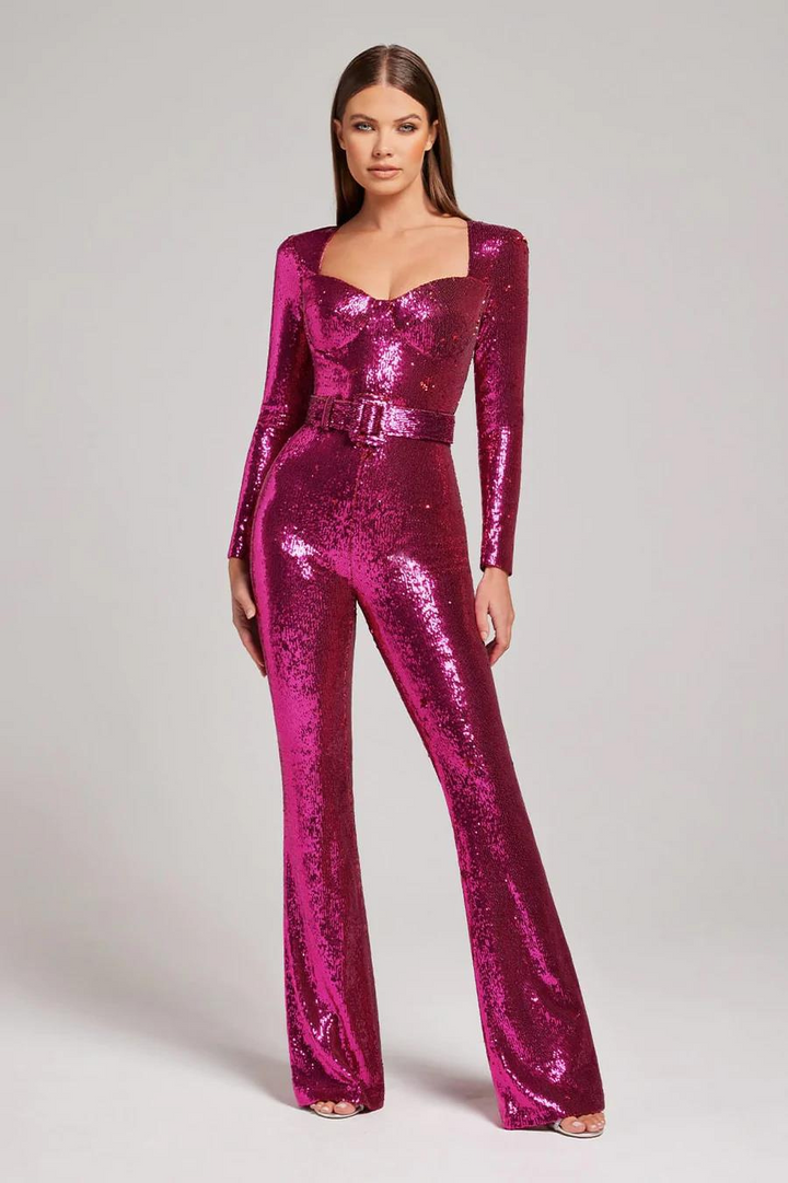 Kim | Dames Glitter Jumpsuit met Lange Mouwen voor Vrouwen