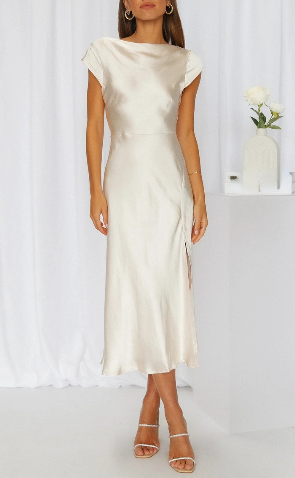 Krissy | Dames Jurk | Elegante Vrouwen Midi Jurk met Open Rug