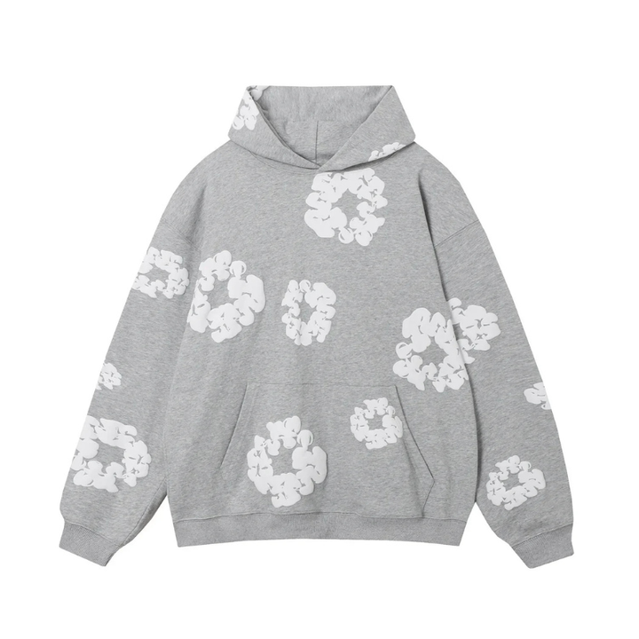 Deni | Denim Hoodie Met Bloemenprint en Capuchon | Dames