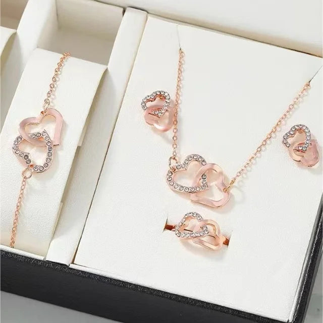 Fluro | Sieradenset Met 4 Prachtige Stukken | Ring, Oorbellen, Armband En Ketting