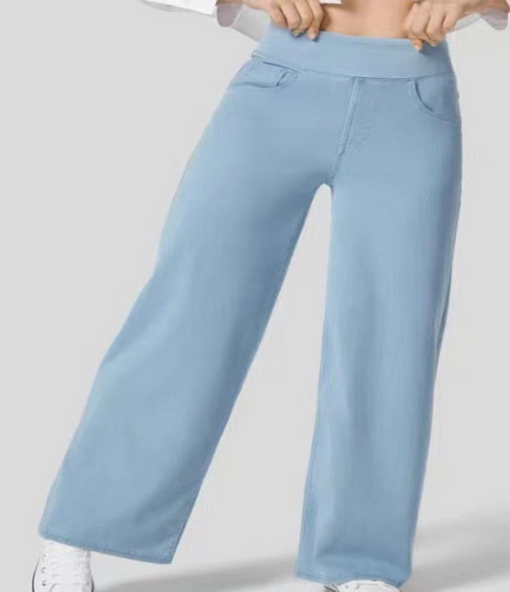 Foah | Stijlvolle Dames Broek | Elastische Palazzo Jeans