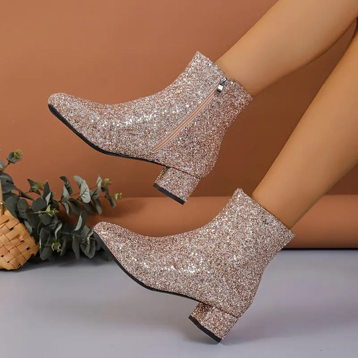 Rianne | Luxe Dames Laarzen | Glitter Enkellaarsjes