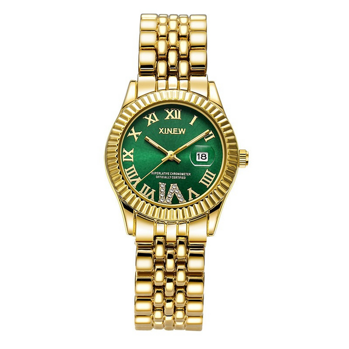 Lycia | Quartz Dames Horloge Met Zirkonia Goud | Luxe Horloge